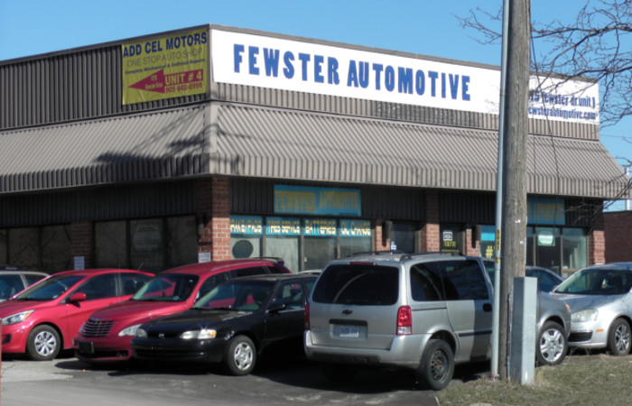 Front left view of shop